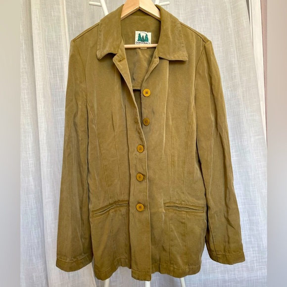 VINTAGE Democracy USA made 100% Tencell Overcoat  size L - Picture 1 of 7